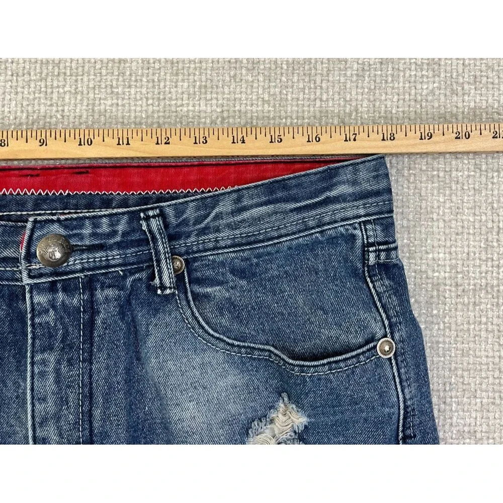 City Ink Jeans Men's 36x33 (Fits 36x32) Straight Leg Distressed Blue Denim
